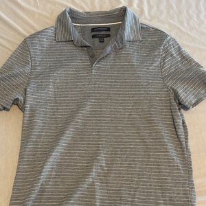 Banana Republic Gray Striped Polo Shirt